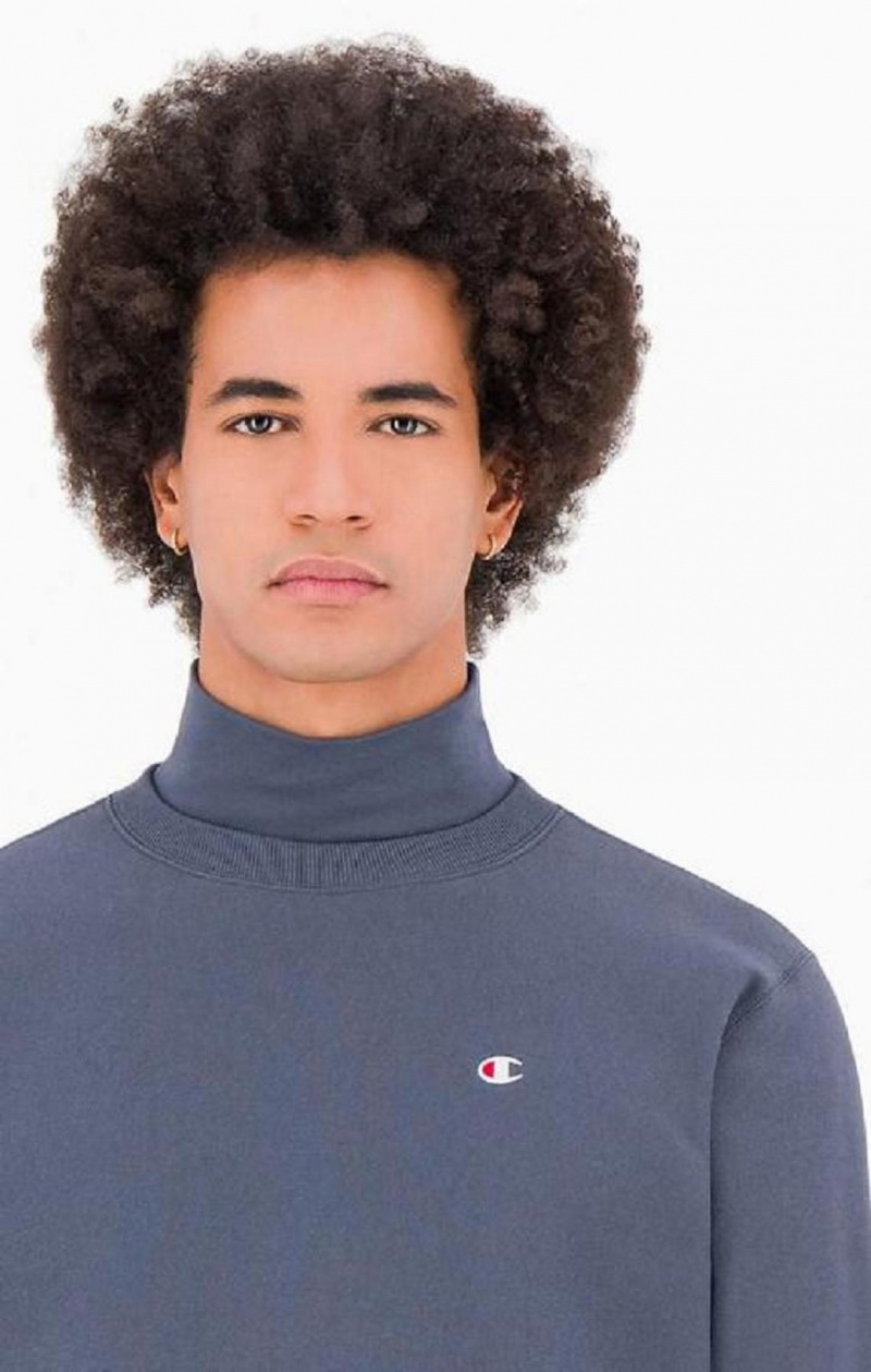 Champion Double Layer Reverse Weave Sweatshirt Férfi Pulóverek Sötéttürkiz | 7394-NAFCW