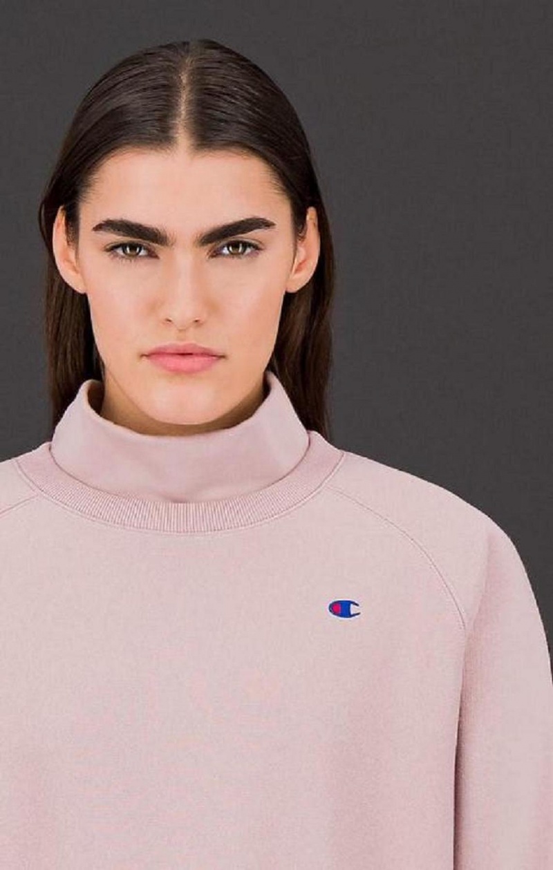 Champion Double Layer Reverse Weave Sweatshirt Női Pulóverek Rózsaszín | 1835-YZGRD