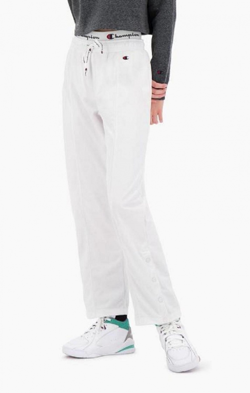 Champion Double Waistband Popper Pálya Pants Női Jogger Nadrág Fehér | 5102-PELNA