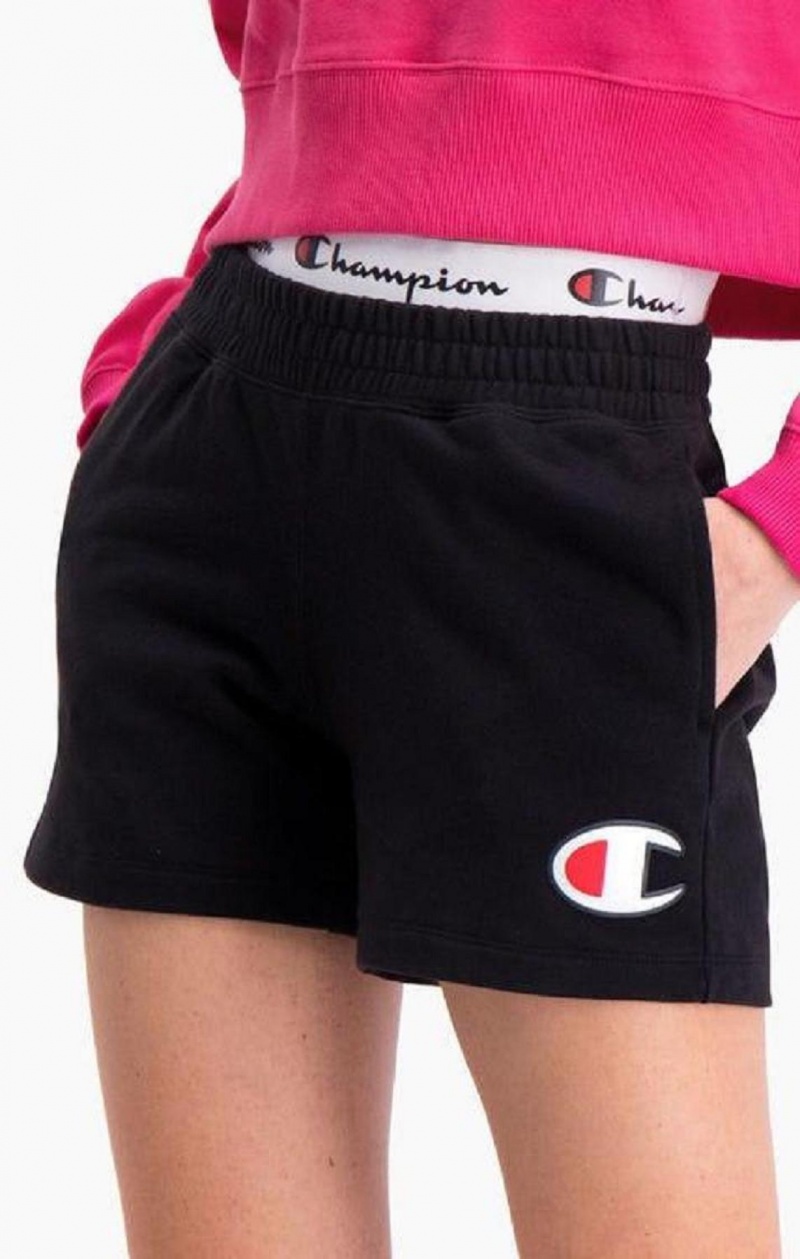 Champion Double Waistband Shorts Női Rövidnadrág Fekete | 7365-ASXTB