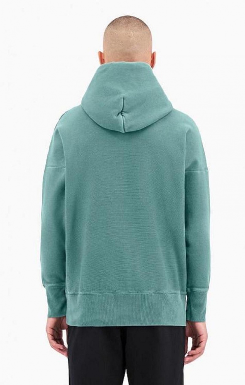 Champion Drop Shoulder Reverse Weave Hoodie Férfi Kapucnis Pulóver Zöld | 9604-ECFUD