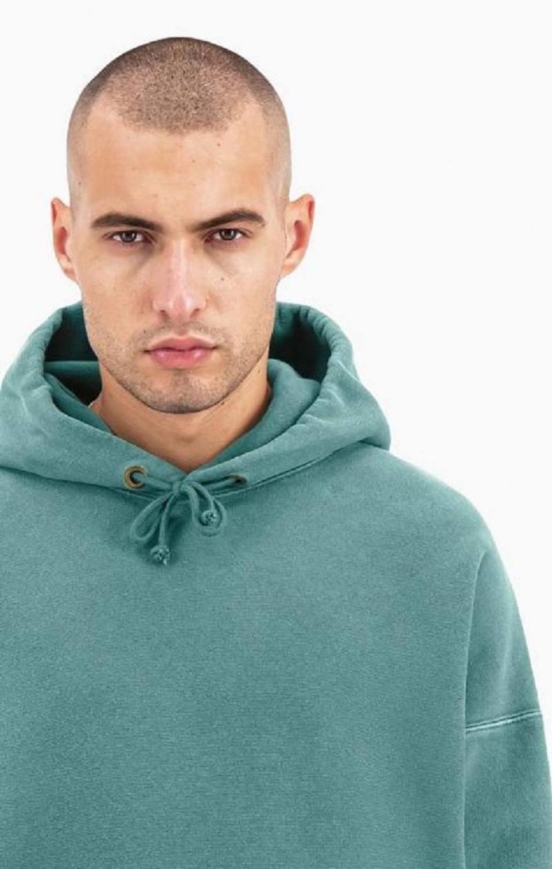 Champion Drop Shoulder Reverse Weave Hoodie Férfi Kapucnis Pulóver Zöld | 9604-ECFUD