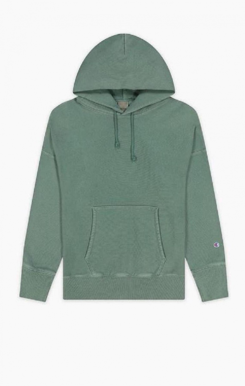 Champion Drop Shoulder Reverse Weave Hoodie Férfi Kapucnis Pulóver Zöld | 9604-ECFUD