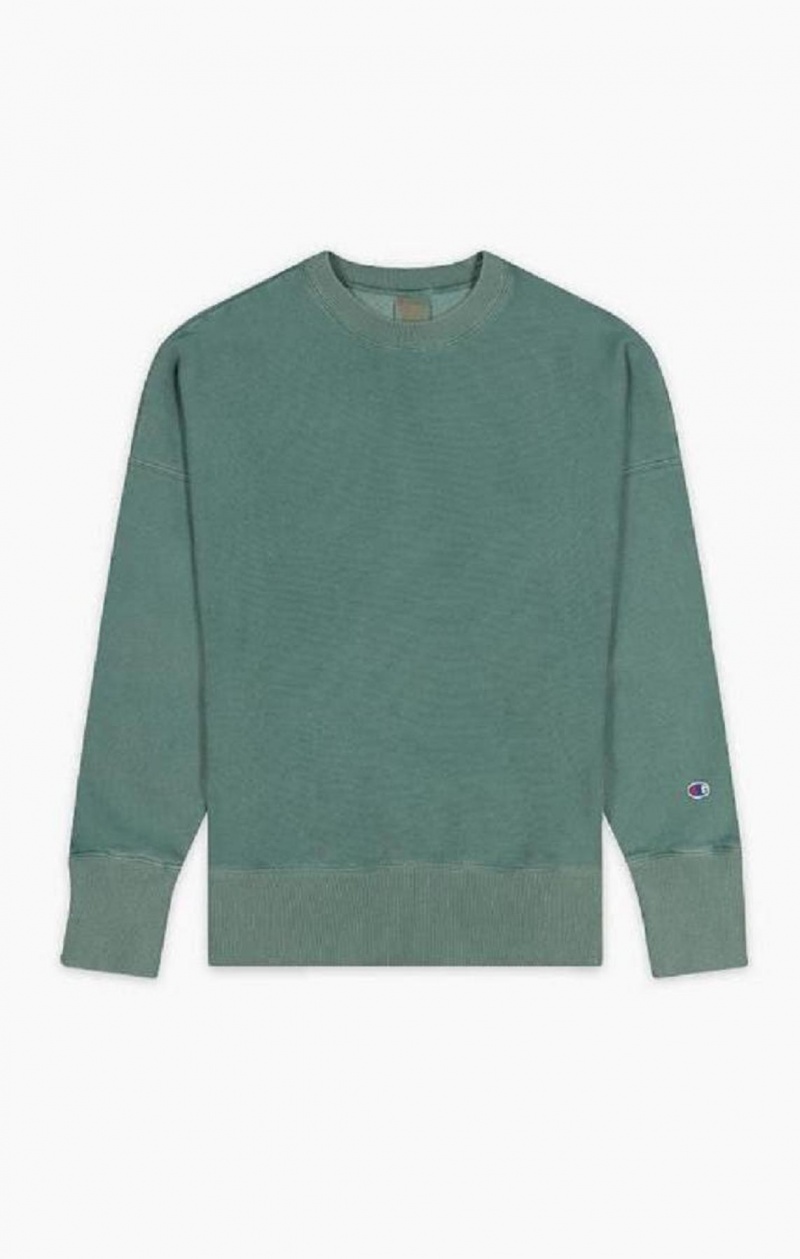 Champion Drop Shoulder Reverse Weave Sweatshirt Férfi Pulóverek Zöld | 2683-ABWVM