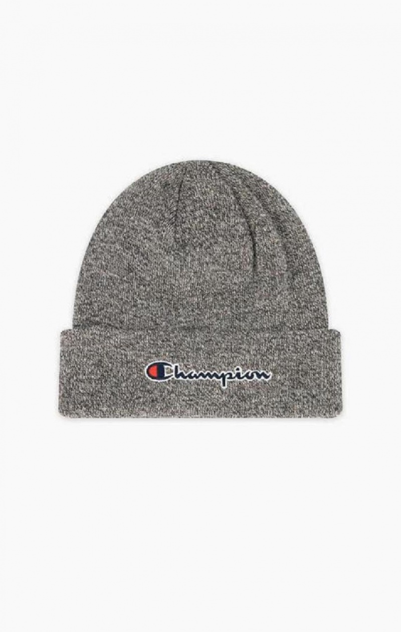 Champion Embroidered Script Logo Beanie Hat Férfi Kalap Sötétszürke | 3641-LSPCE