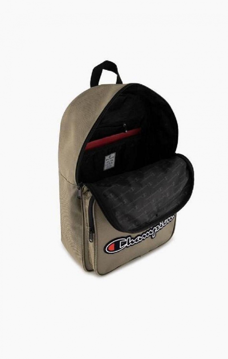 Champion Felt Script Logo Air Mesh Backpack Férfi Táskák Barna | 0473-ZJAFH