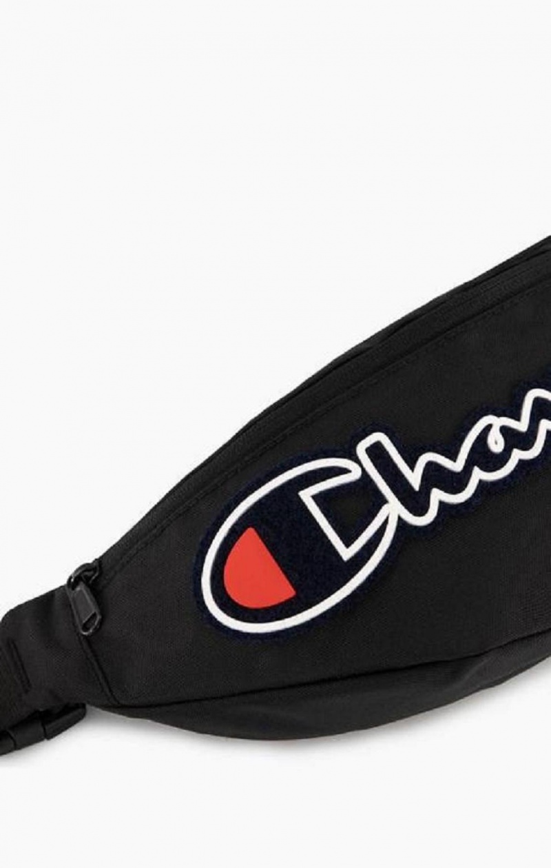 Champion Felt Script Logo Air Mesh Belt Bag Férfi Táskák Fekete | 9358-XDMSA