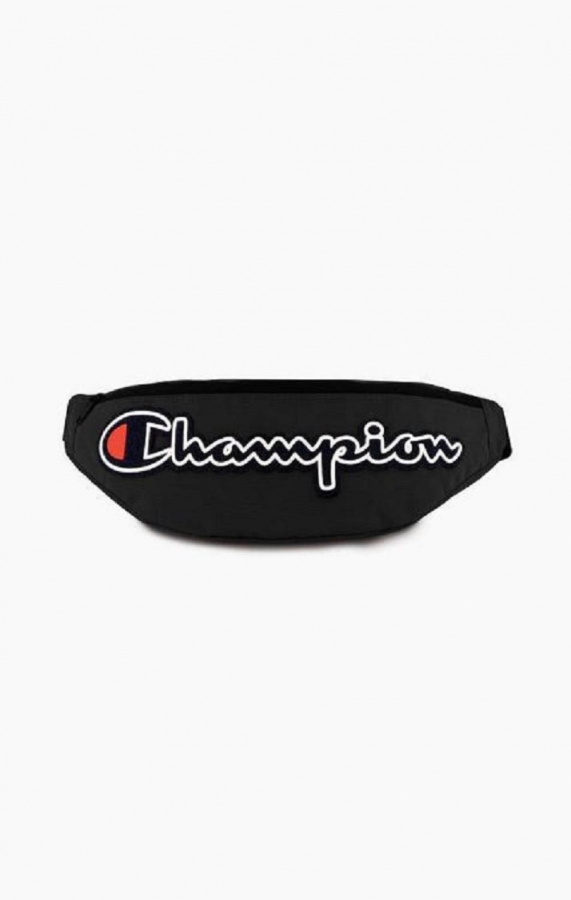 Champion Felt Script Logo Air Mesh Belt Bag Férfi Táskák Fekete | 9358-XDMSA