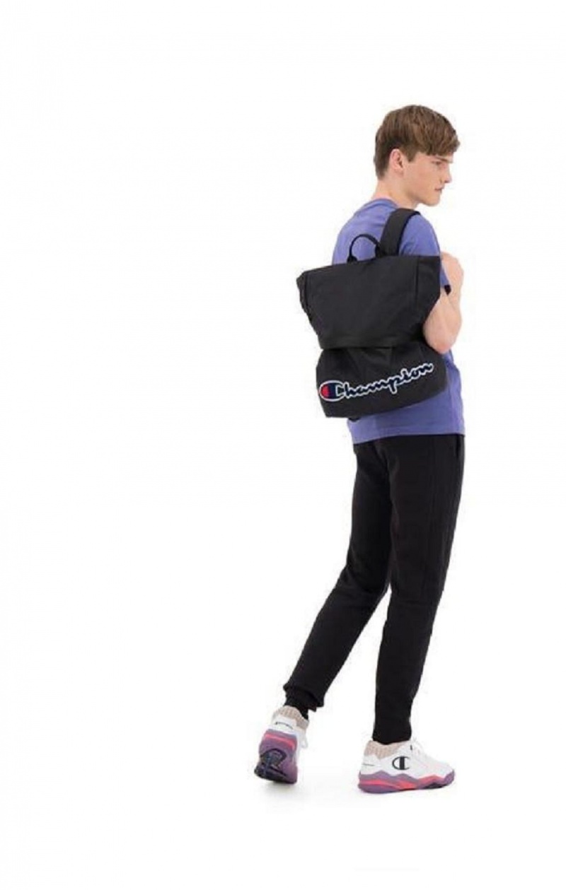 Champion Folding Top Script Logo Backpack Női Táskák Fekete | 6385-WFAPV