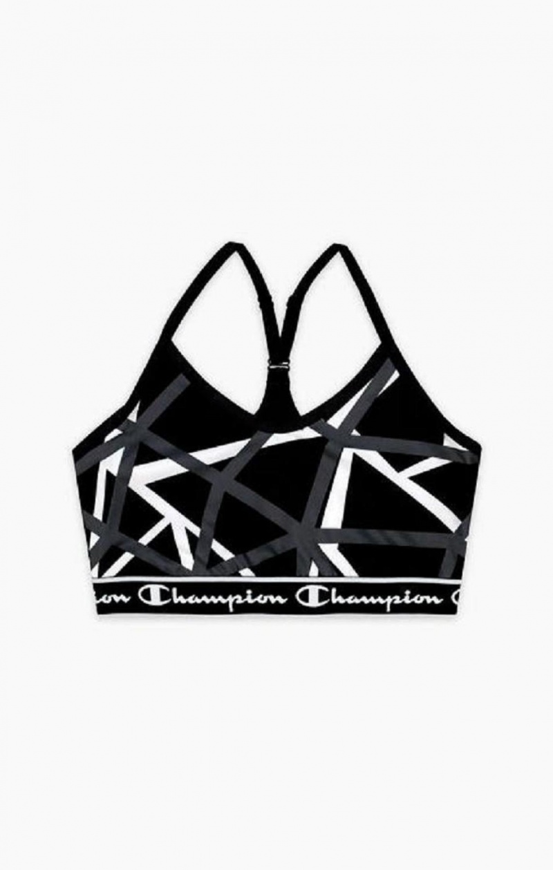 Champion Geometric Print Sports Bra Női Sport Melltartó Fekete | 4891-TCNRF