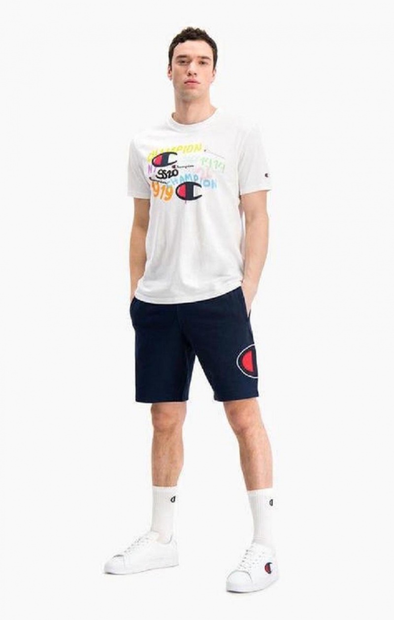 Champion Graffiti Logo Print T-Shirt Férfi Póló Fehér | 6057-PWSGT