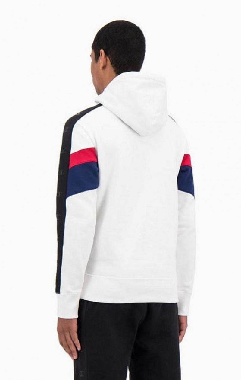 Champion Half Zip-Up Colour Block Hoodie Férfi Kapucnis Pulóver Fehér | 3140-EAPFO