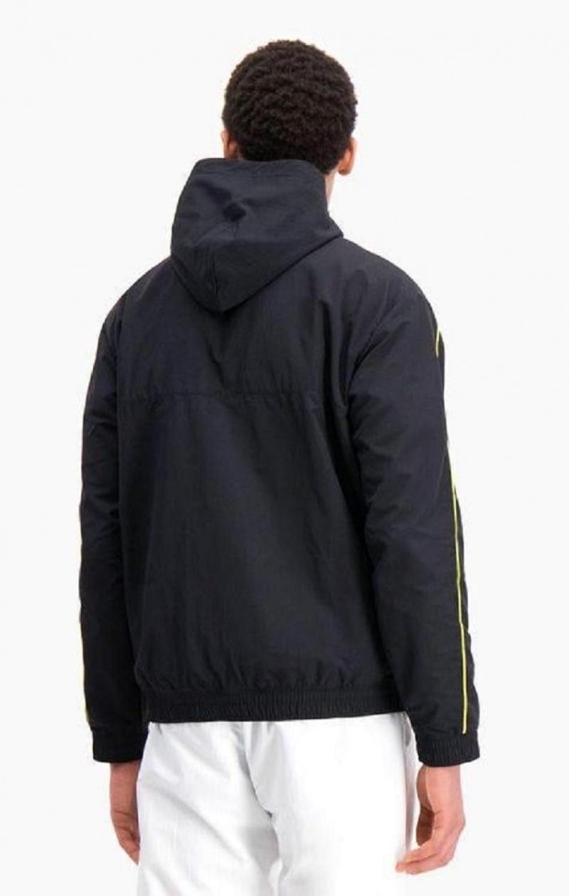 Champion Half Zip-Up Csuklyás Pálya Jacket Férfi Melegítő Fekete | 0691-UTONL