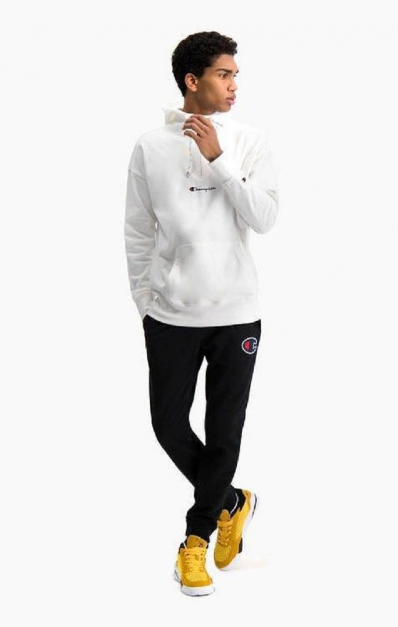 Champion Half Zip-Up Oversized Script Logo Hoodie Férfi Kapucnis Pulóver Fehér | 7658-AGIDQ