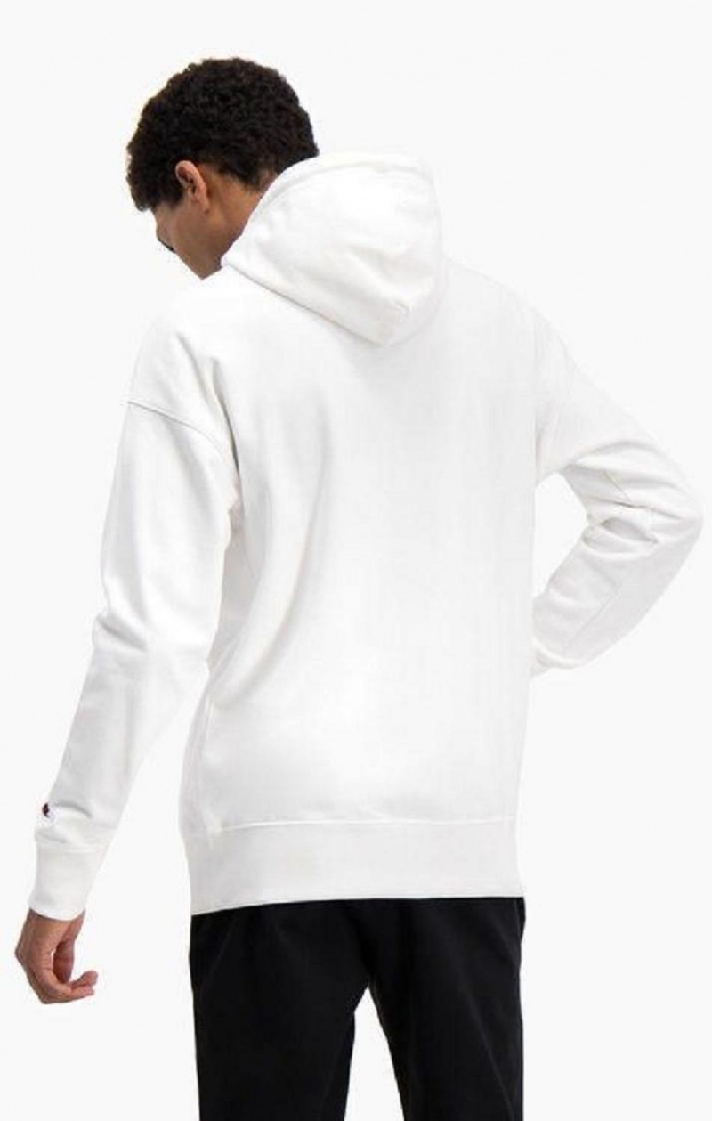 Champion Half Zip-Up Oversized Script Logo Hoodie Férfi Kapucnis Pulóver Fehér | 7658-AGIDQ