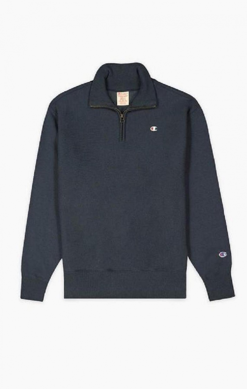 Champion Half Zip-Up Reverse Weave Cropped Sweatshirt Női Pulóverek Sötéttürkiz | 2973-DWJOG