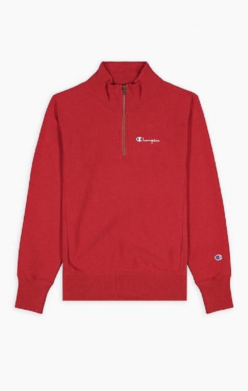 Champion Half Zip-Up Reverse Weave Sweatshirt Férfi Pulóverek Bordó | 8034-RTHVP