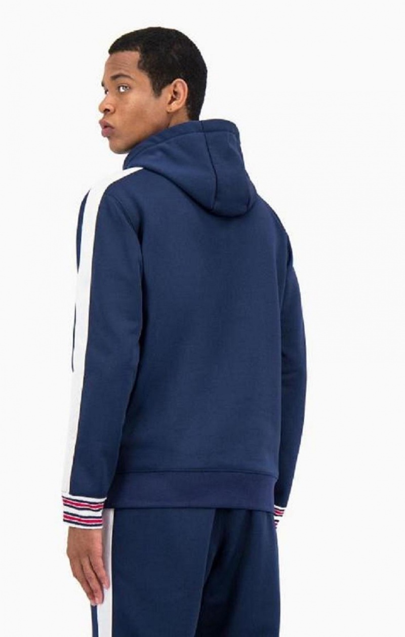 Champion Half Zip-Up Stripe Sleeve Basketball Sweatshirt Férfi Kapucnis Pulóver Kék | 6291-EDRXJ