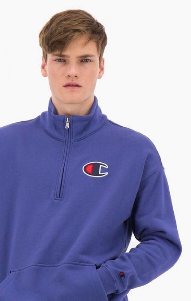 Champion Half Zip-Up Velúr C Sweatshirt Férfi Pulóverek Sárga | 8069-SMEXI