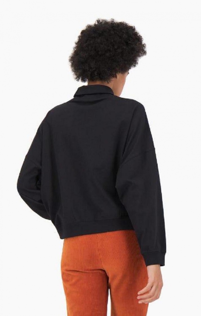 Champion High Neck Batwing Sleeve Top Női Póló Fekete | 4058-OAQKS