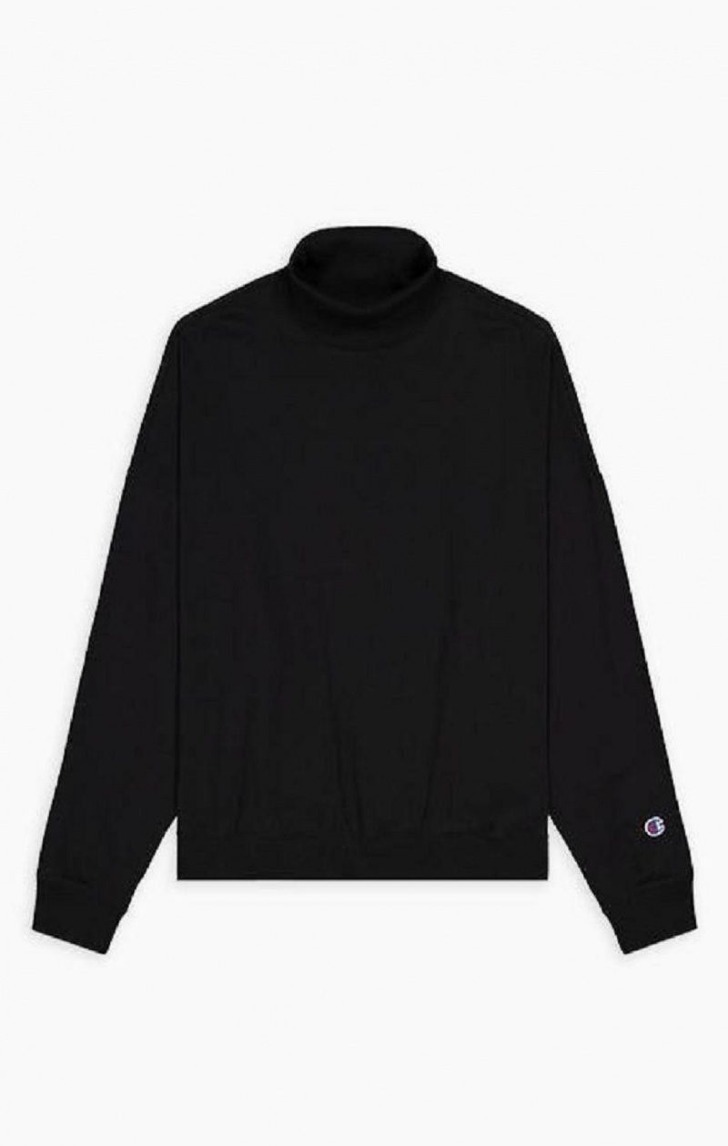 Champion High Neck Batwing Sleeve Top Női Póló Fekete | 4058-OAQKS