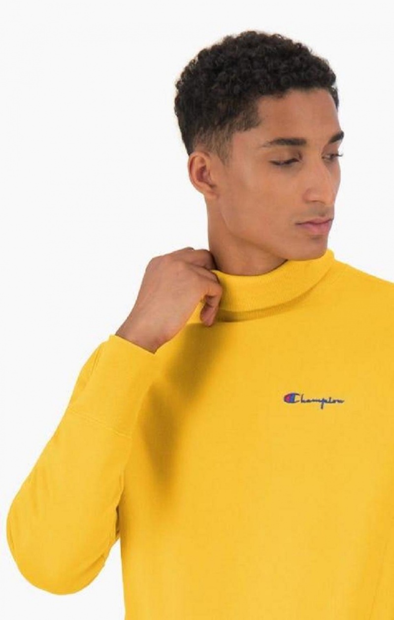 Champion High Neck Reverse Weave Sweatshirt Férfi Pulóverek Arany | 2143-LSJPK