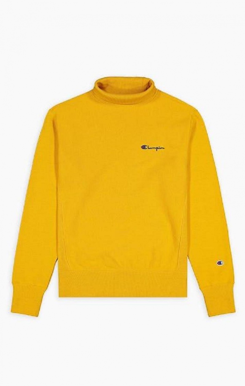 Champion High Neck Reverse Weave Sweatshirt Férfi Pulóverek Arany | 2143-LSJPK