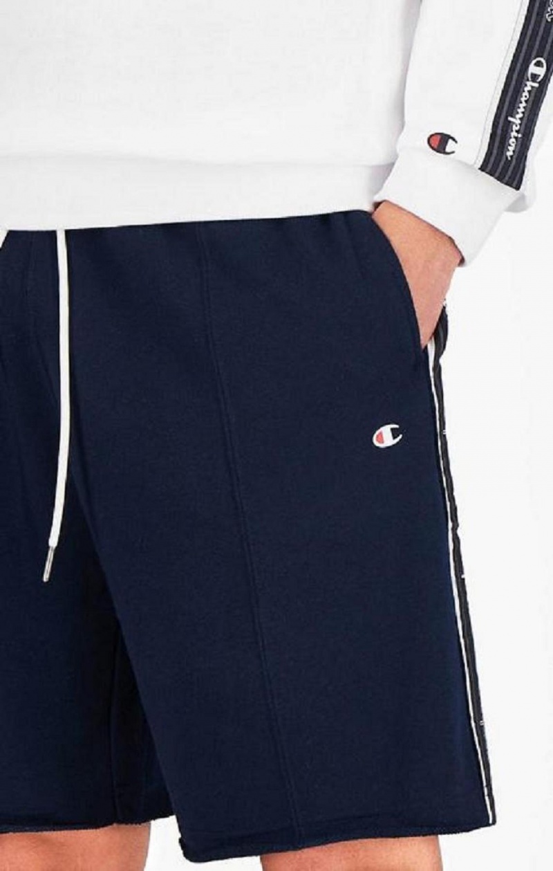 Champion Jacquard Logo Tape Front Seam Shorts Férfi Rövidnadrág Sötétkék | 1706-QICJL