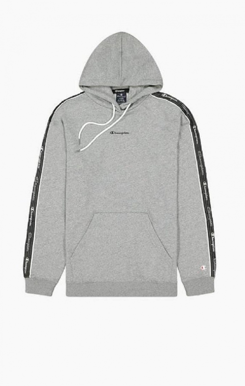 Champion Jacquard Logo Tape Hoodie Férfi Kapucnis Pulóver Sötétszürke | 4502-OAZSR