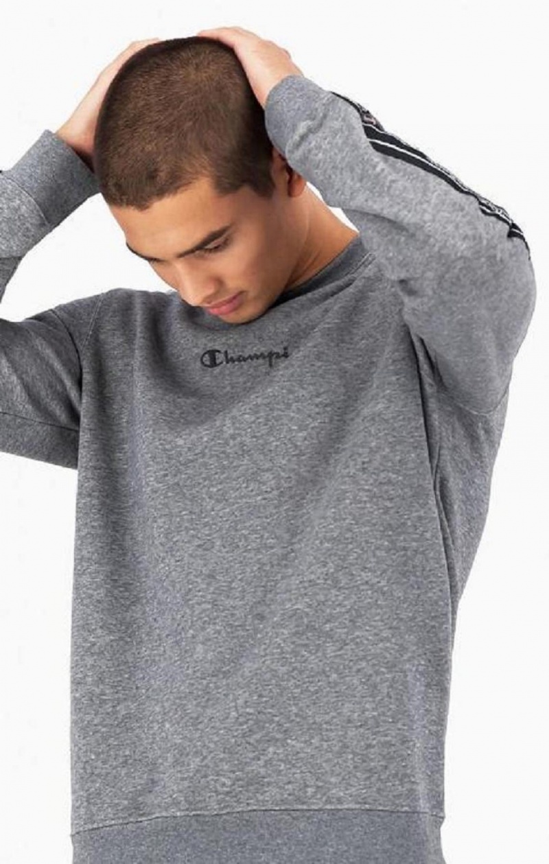 Champion Jacquard Logo Tape Sweatshirt Férfi Pulóverek Sötétszürke | 1829-TCRUP