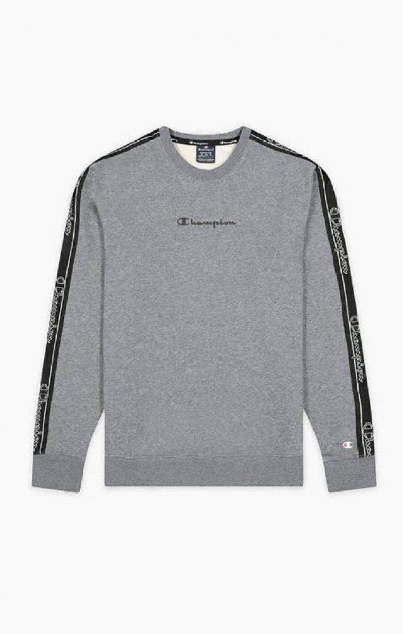 Champion Jacquard Logo Tape Sweatshirt Férfi Pulóverek Sötétszürke | 1829-TCRUP