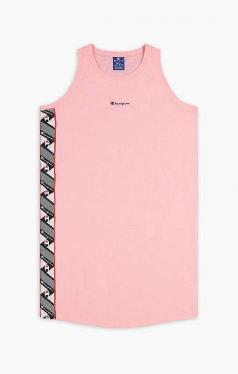 Champion Jacquard Logo Tape Tank Ruha Női Ruha Rózsaszín | 8926-ZLPJX