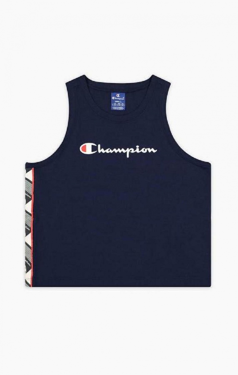 Champion Jacquard Logo Tape Tank Top Női Póló Sötéttürkiz | 7213-XFWLM