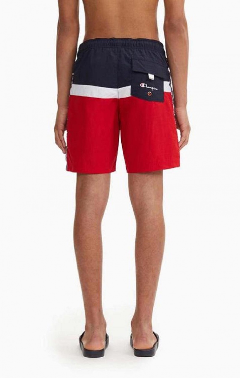 Champion Jacquard Script Logo Tape Trim Board Shorts Férfi Fürdőruha Piros | 7580-DGKMQ