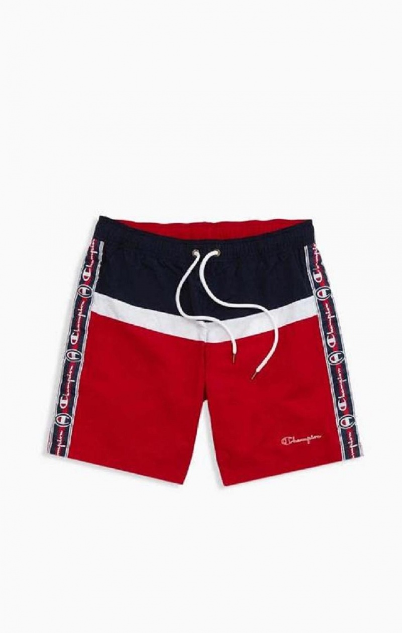 Champion Jacquard Script Logo Tape Trim Board Shorts Férfi Fürdőruha Piros | 7580-DGKMQ