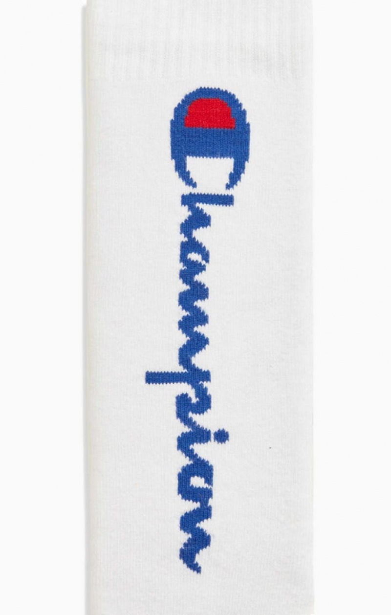 Champion Knee-High Script Logo Tube Socks Női Zokni Fehér | 5231-LGQEO