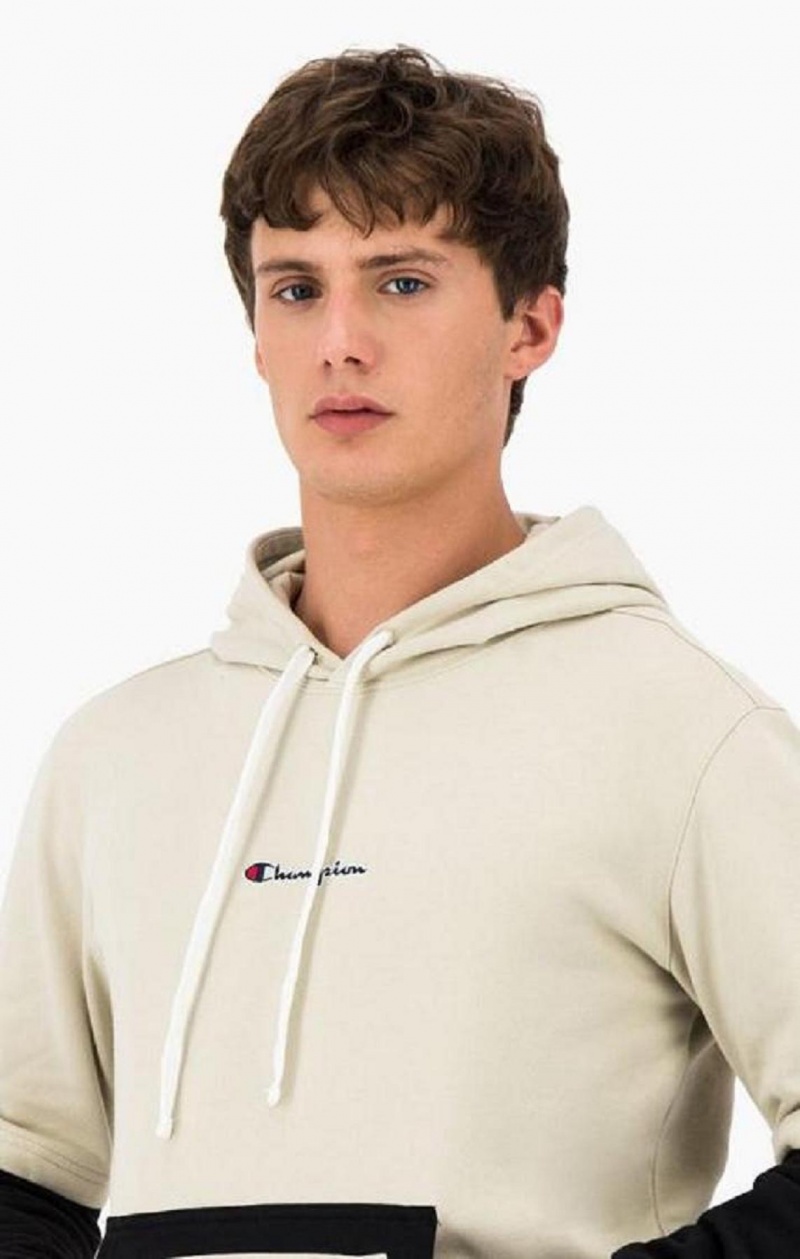 Champion Layered Small Script Logo Fleece Hoodie Férfi Kapucnis Pulóver Barna | 5237-RGHSV