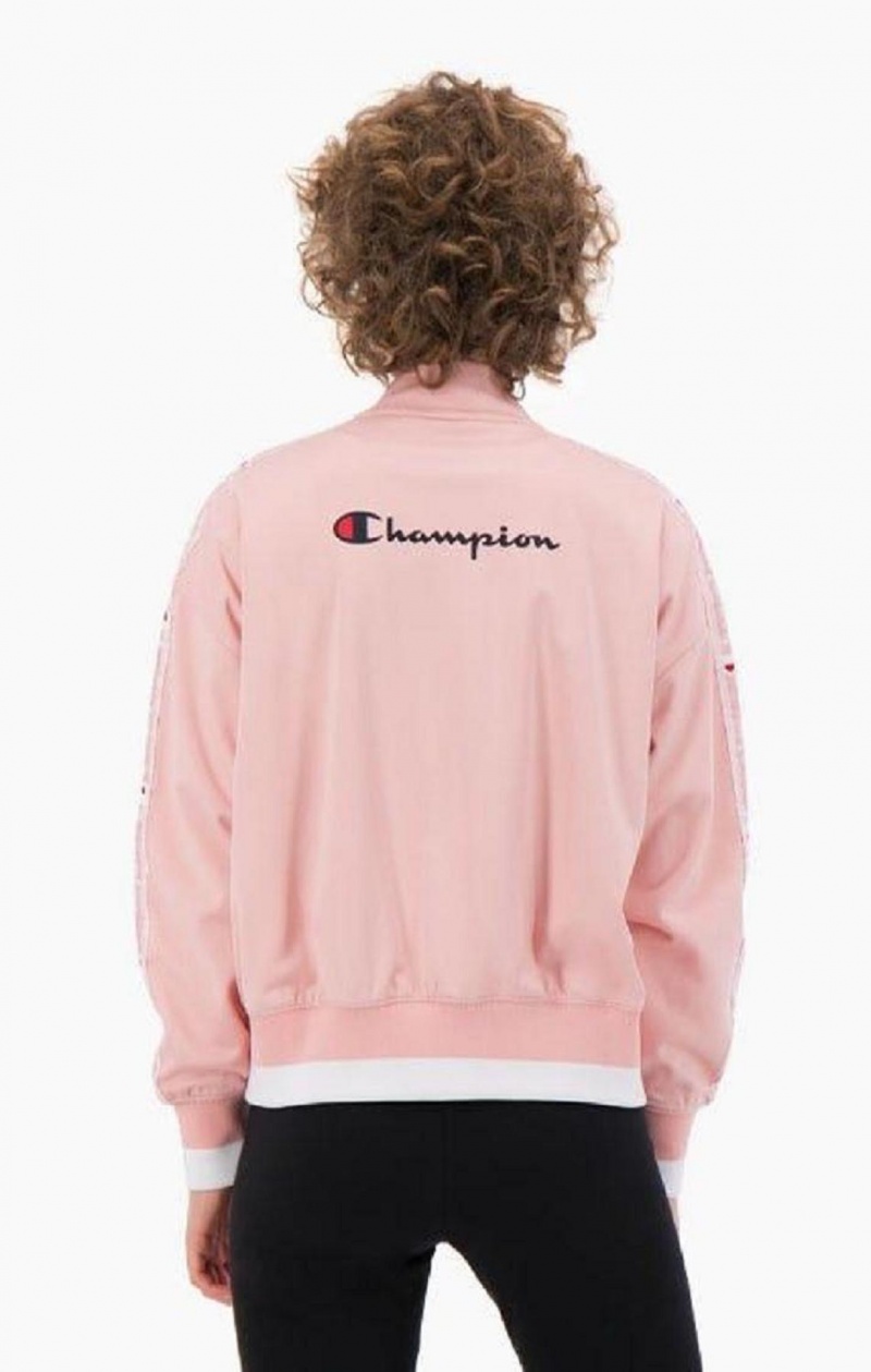 Champion Logo Tape Bi-Colour Trim Bomber Jacket Női Kabát Rózsaszín | 1625-GEQSN