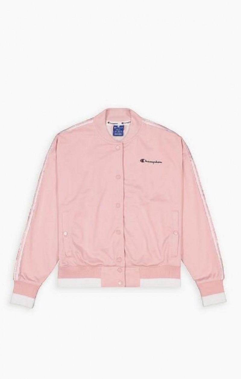 Champion Logo Tape Bi-Colour Trim Bomber Jacket Női Kabát Rózsaszín | 1625-GEQSN