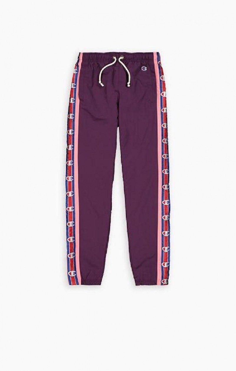 Champion Logo Tape Cuffed Pálya Pants Női Jogger Nadrág Sötétlila | 9802-WXSOV