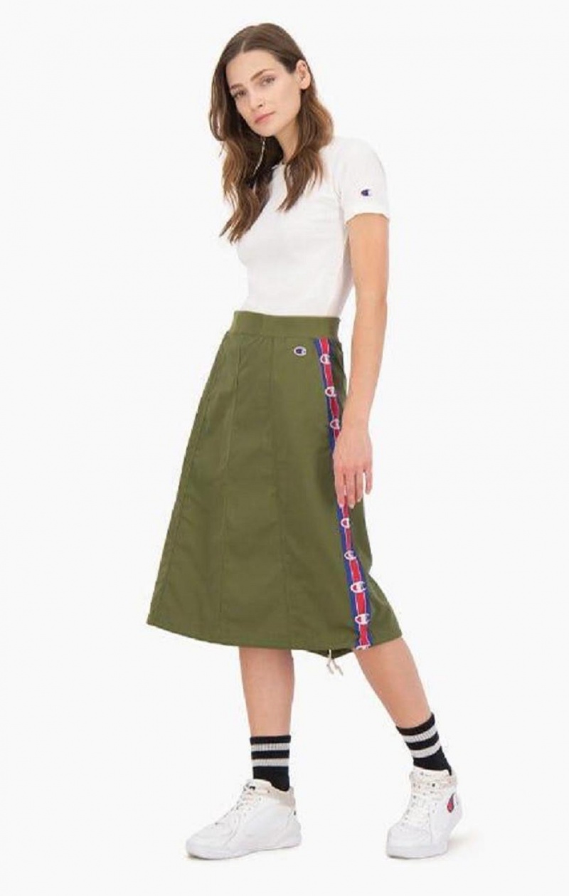 Champion Logo Tape Utility Midi Skirt Női Szoknya Olivazöld Zöld | 9746-DZBYG