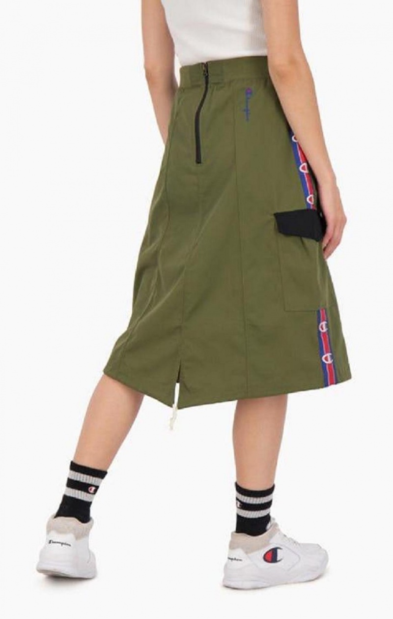 Champion Logo Tape Utility Midi Skirt Női Szoknya Olivazöld Zöld | 9746-DZBYG