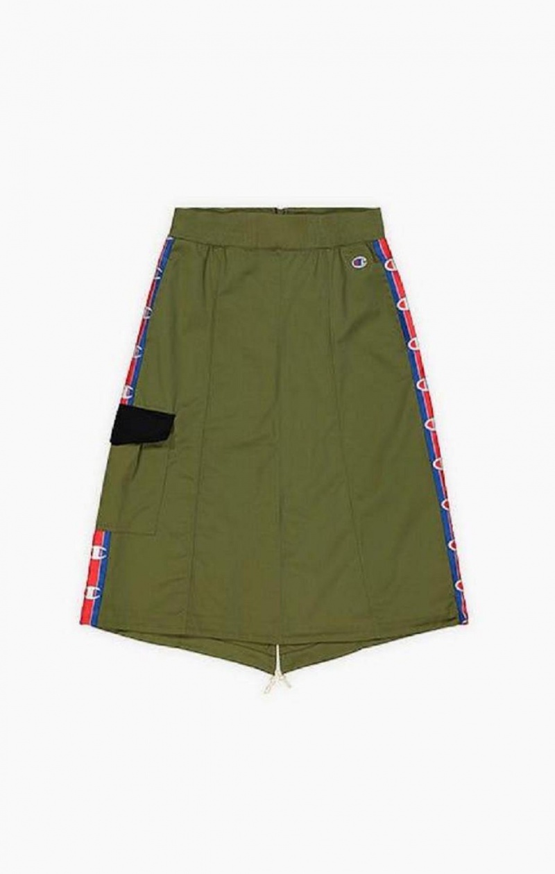 Champion Logo Tape Utility Midi Skirt Női Szoknya Olivazöld Zöld | 9746-DZBYG