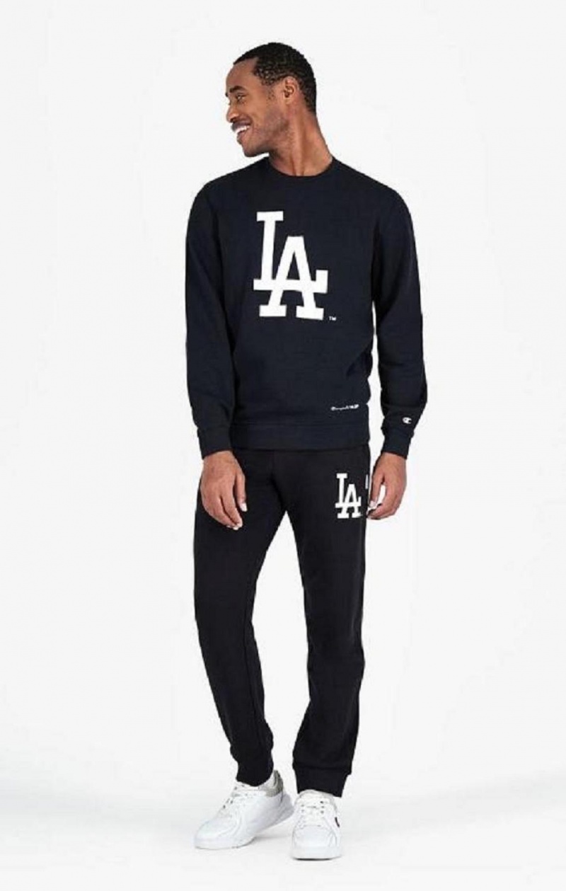 Champion Los Angeles MLB Sweatshirt Férfi Pulóverek Fekete | 6394-BFUCH