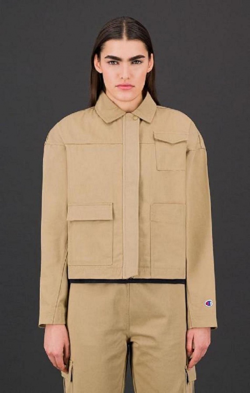 Champion Military Inspired Cropped Jacket Női Kabát Világos Barna | 1679-YFHWC