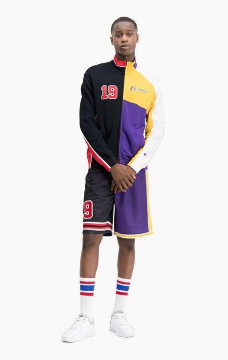 Champion NBMIX Patchwork 'Champion 19' Basketball Jacket Férfi Kabát Fekete | 8597-TPWIL