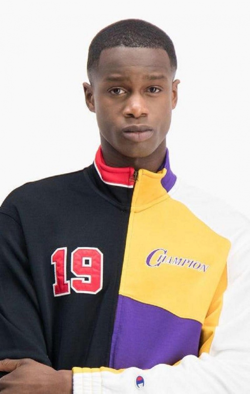 Champion NBMIX Patchwork 'Champion 19' Basketball Jacket Férfi Kabát Fekete | 8597-TPWIL