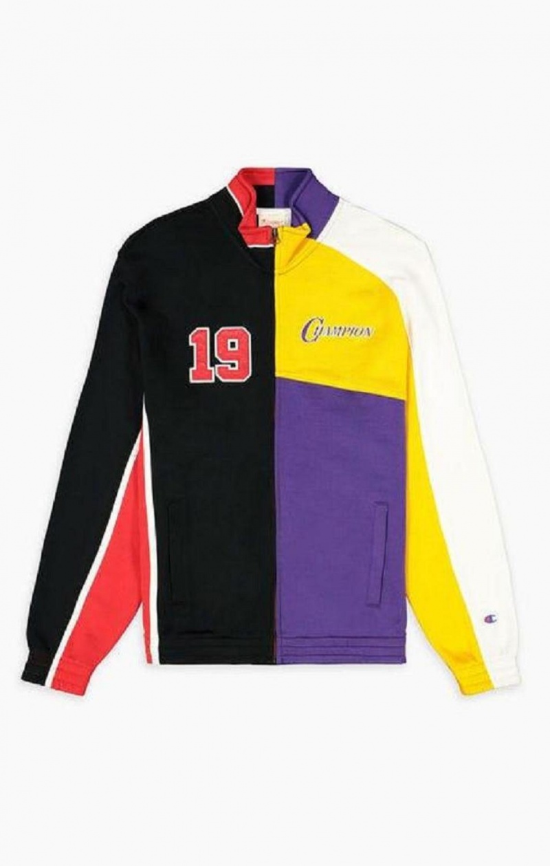 Champion NBMIX Patchwork 'Champion 19' Basketball Jacket Férfi Kabát Fekete | 8597-TPWIL