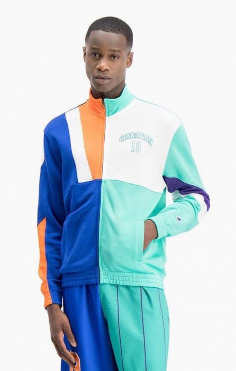 Champion NBMIX Patchwork 'Champion 19' Basketball Jacket Férfi Kabát Kék | 7412-JUGXQ