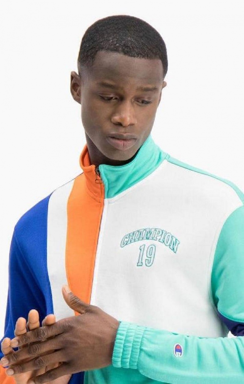 Champion NBMIX Patchwork 'Champion 19' Basketball Jacket Férfi Kabát Kék | 7412-JUGXQ